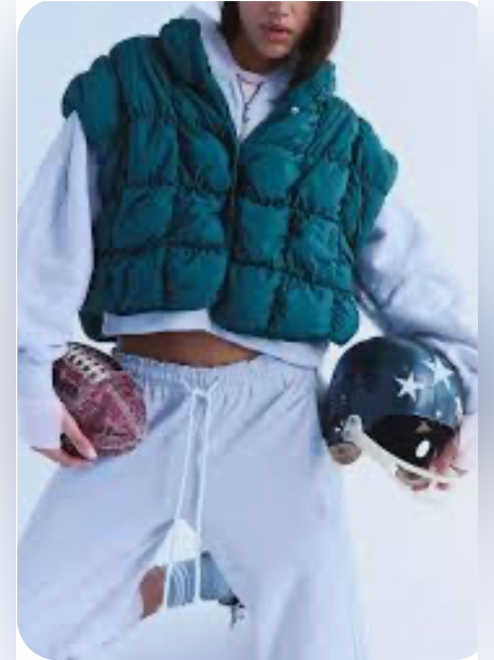 FP movement Wind Cheater Quilted Wrap Green Vest